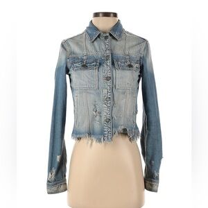 Hidden Jeans Rebel Light Wash Frayed Denim Jacket